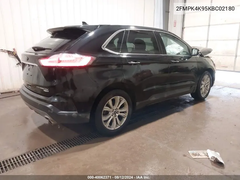 2019 Ford Edge Titanium VIN: 2FMPK4K95KBC02180 Lot: 40062371