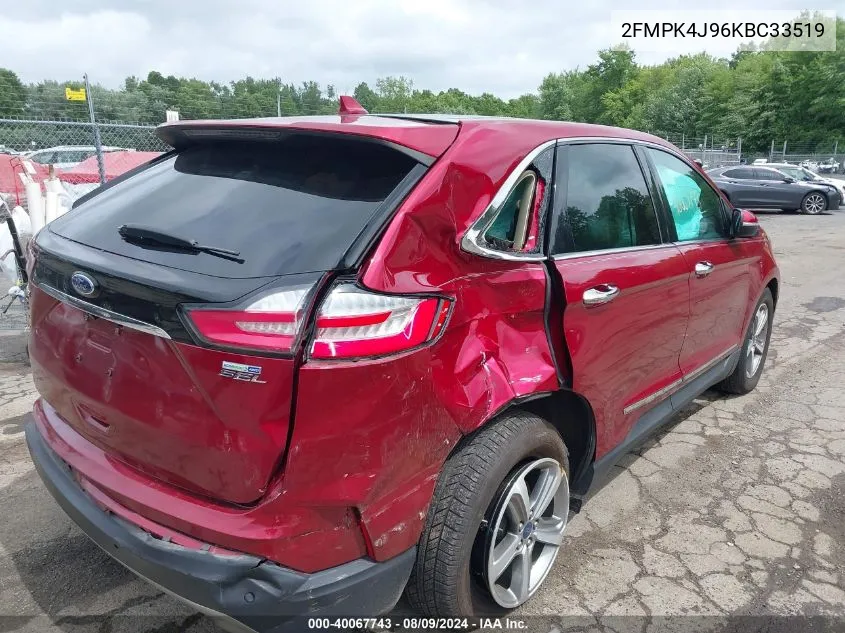 2019 Ford Edge Sel VIN: 2FMPK4J96KBC33519 Lot: 40067743