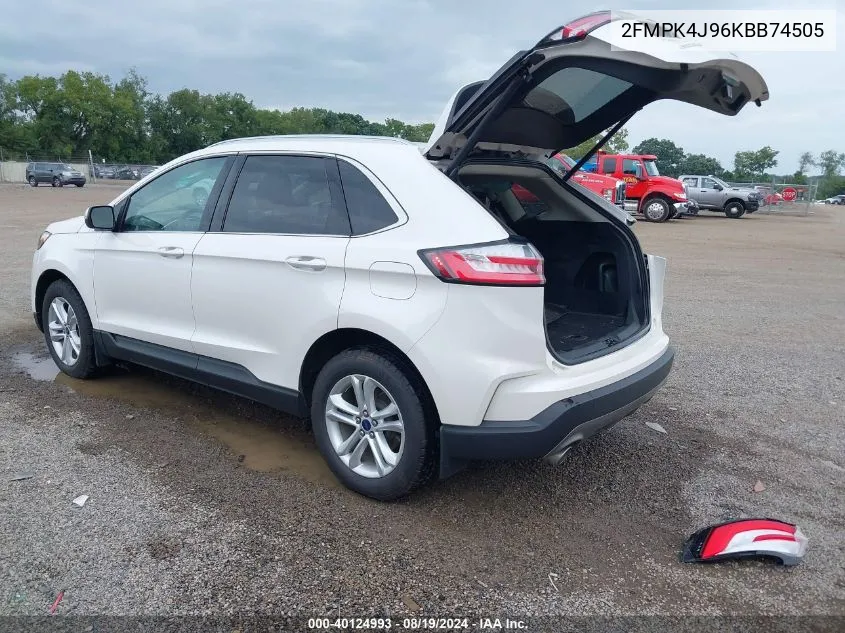 2019 Ford Edge Sel VIN: 2FMPK4J96KBB74505 Lot: 40124993