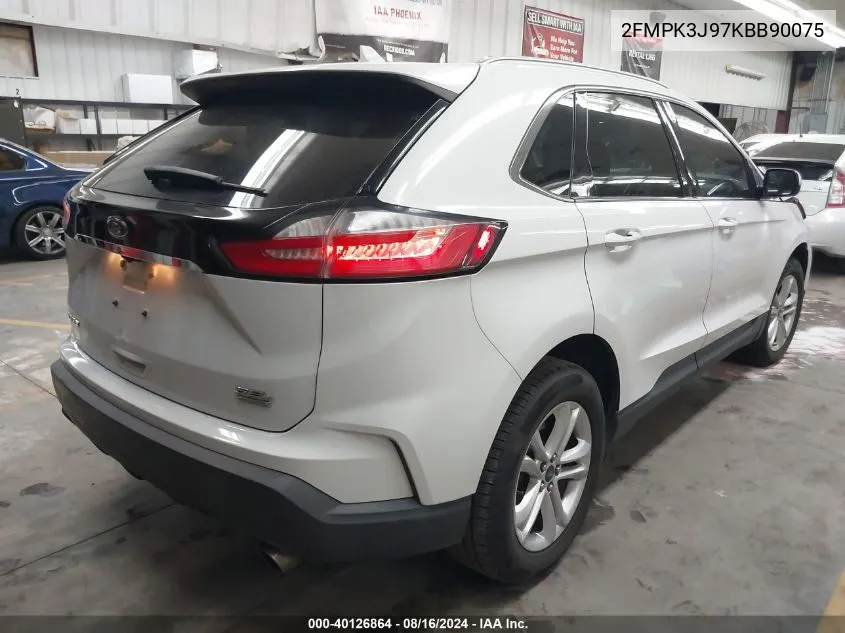 2019 Ford Edge Sel VIN: 2FMPK3J97KBB90075 Lot: 40126864