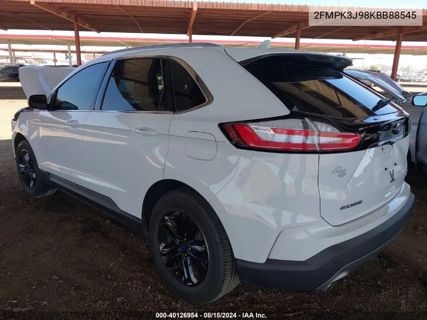 2019 Ford Edge Sel VIN: 2FMPK3J98KBB88545 Lot: 40126954