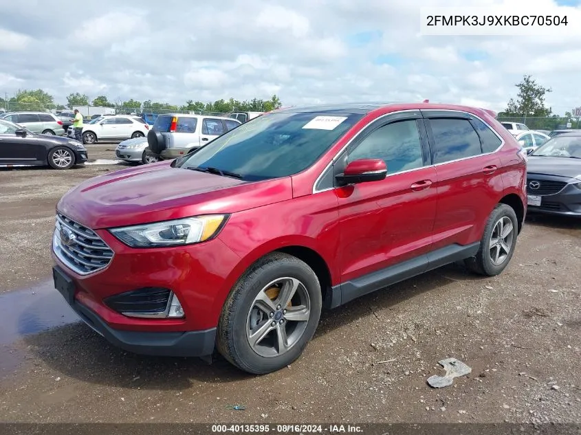 2019 Ford Edge Sel VIN: 2FMPK3J9XKBC70504 Lot: 40135395