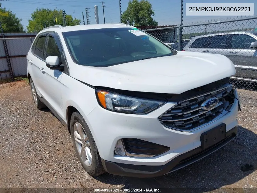 2019 Ford Edge Sel VIN: 2FMPK3J92KBC62221 Lot: 40157321