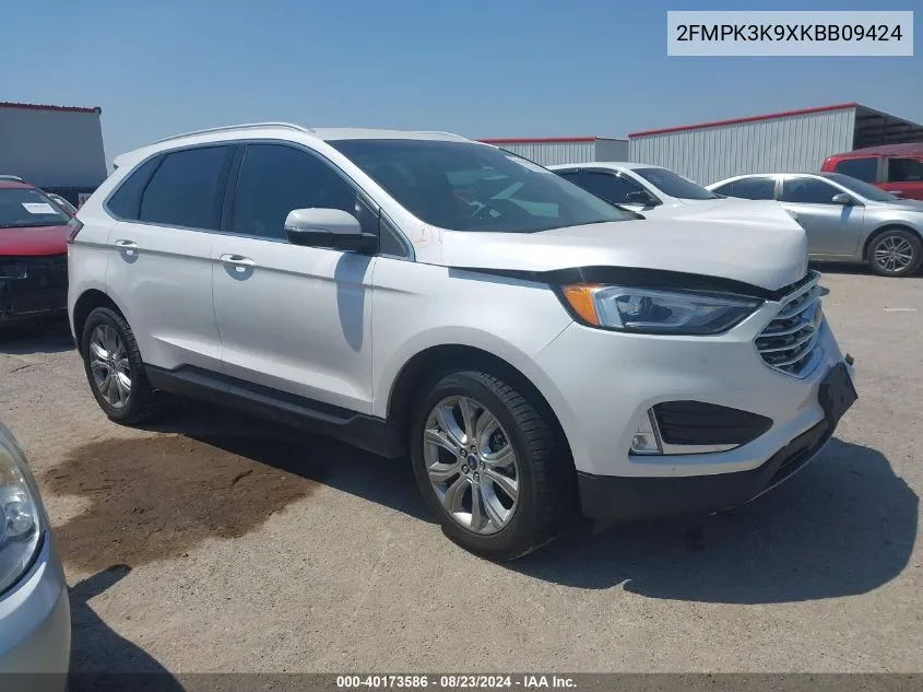 2019 Ford Edge Titanium VIN: 2FMPK3K9XKBB09424 Lot: 40173586