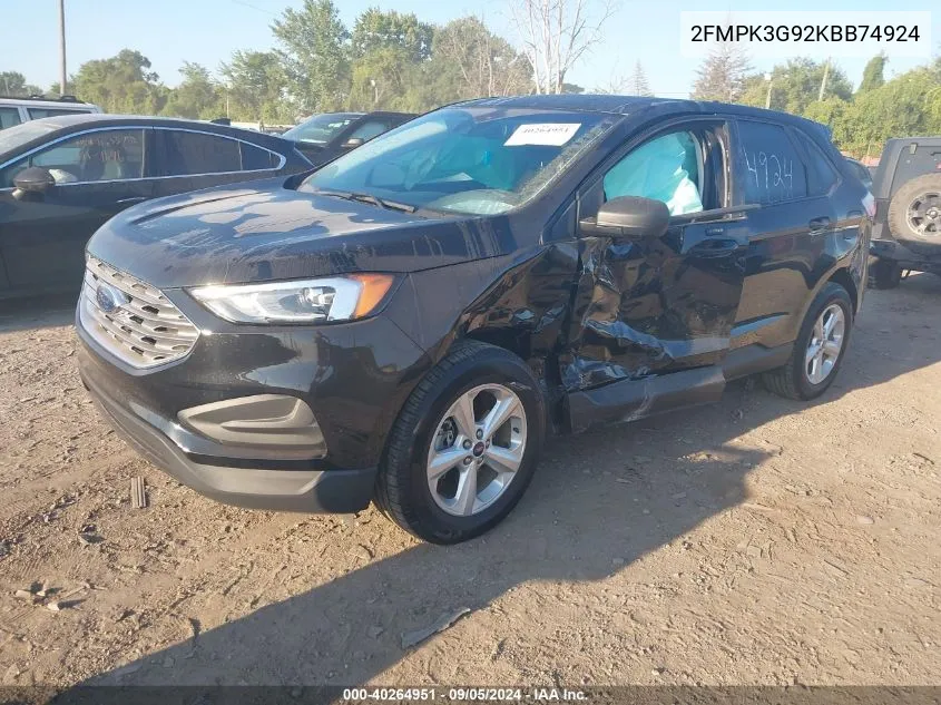 2FMPK3G92KBB74924 2019 Ford Edge Se