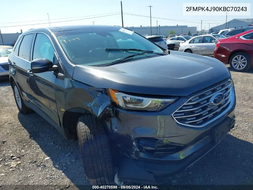 2019 Ford Edge Sel VIN: 2FMPK4J90KBC70243 Lot: 40270598