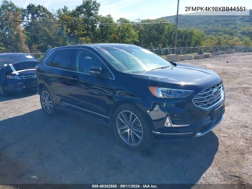 2019 Ford Edge Titanium VIN: 2FMPK4K98KBB44551 Lot: 40302585