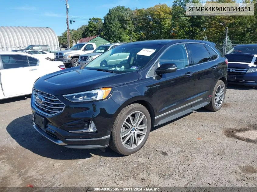 2019 Ford Edge Titanium VIN: 2FMPK4K98KBB44551 Lot: 40302585