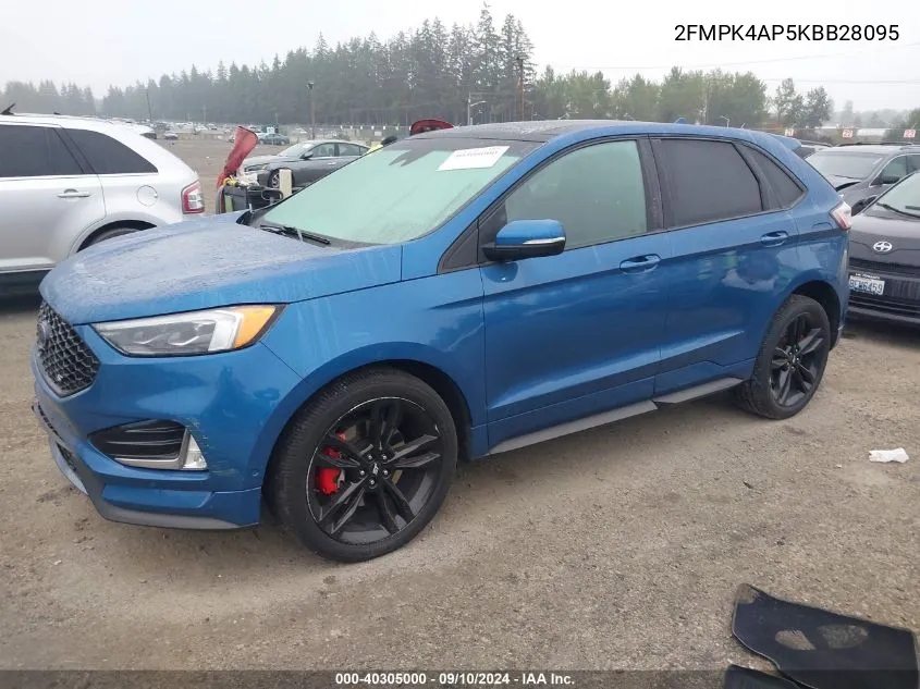 2019 Ford Edge St VIN: 2FMPK4AP5KBB28095 Lot: 40305000