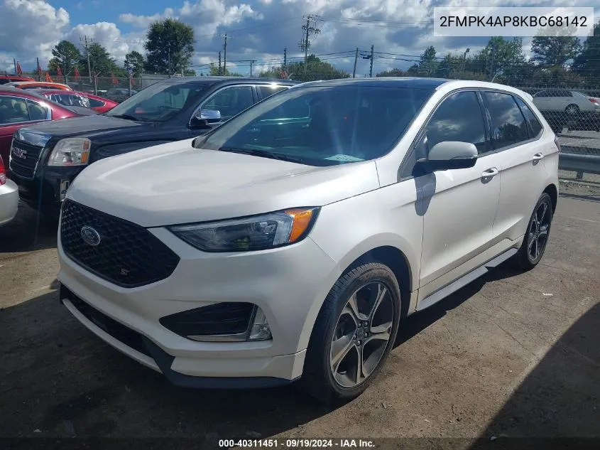 2019 Ford Edge St VIN: 2FMPK4AP8KBC68142 Lot: 40311451