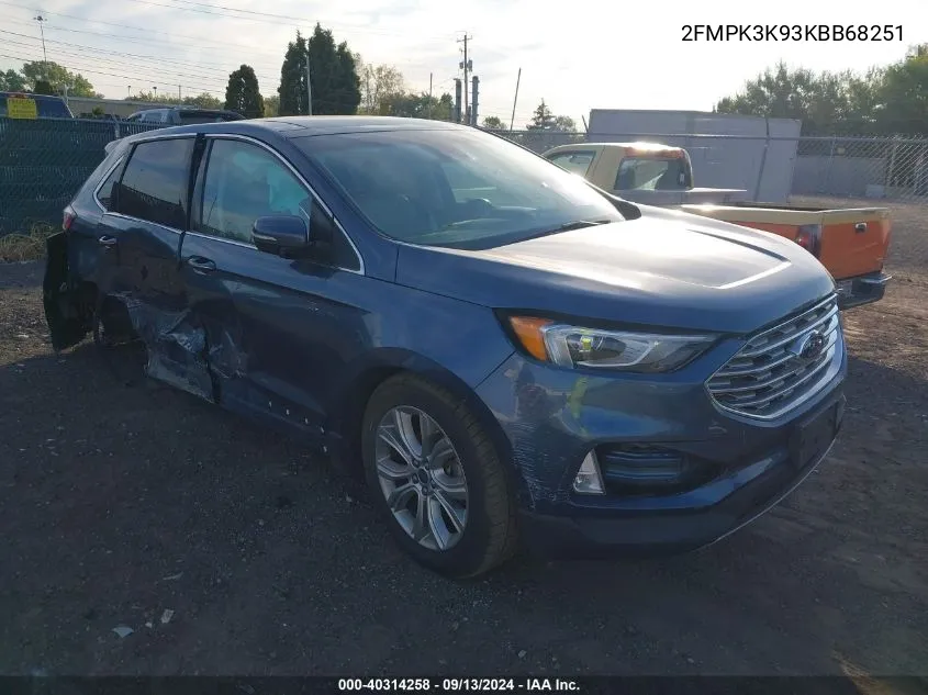 2019 Ford Edge Titanium VIN: 2FMPK3K93KBB68251 Lot: 40314258