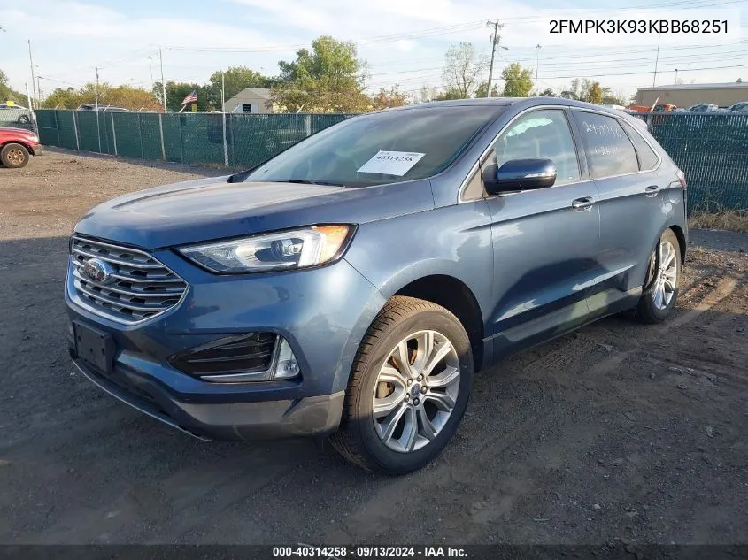 2019 Ford Edge Titanium VIN: 2FMPK3K93KBB68251 Lot: 40314258