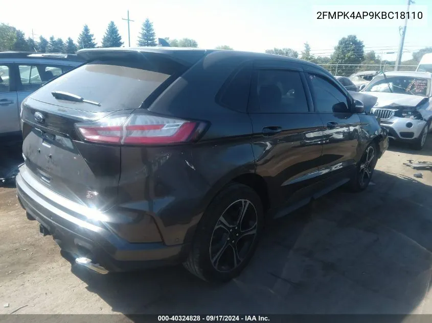 2019 Ford Edge St VIN: 2FMPK4AP9KBC18110 Lot: 40324828