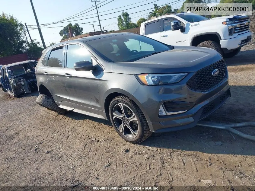 2019 Ford Edge St VIN: 2FMPK4APXKBC06001 Lot: 40378405