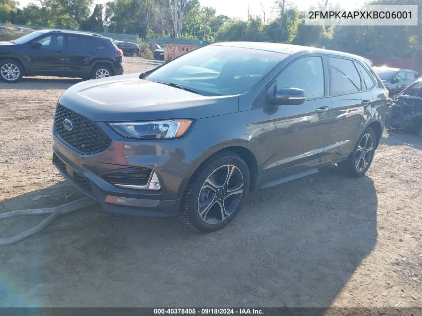 2019 Ford Edge St VIN: 2FMPK4APXKBC06001 Lot: 40378405