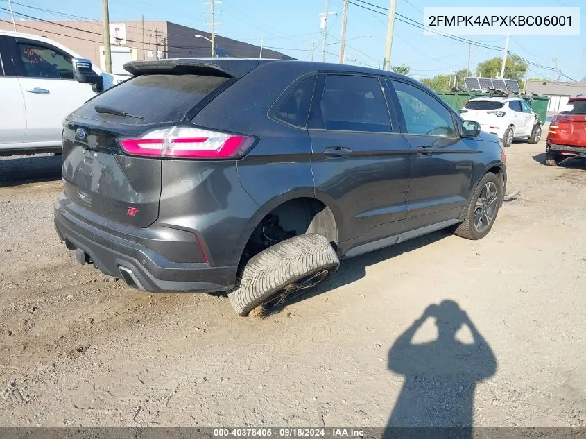 2019 Ford Edge St VIN: 2FMPK4APXKBC06001 Lot: 40378405