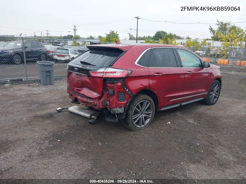 2019 Ford Edge Titanium VIN: 2FMPK4K96KBB59064 Lot: 40435206