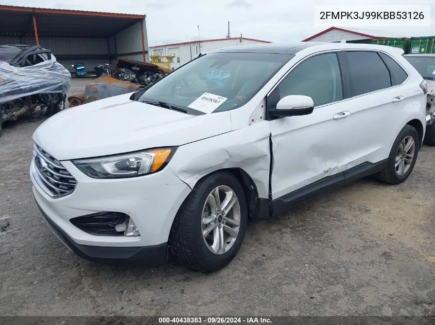 2019 Ford Edge Sel VIN: 2FMPK3J99KBB53126 Lot: 40438383