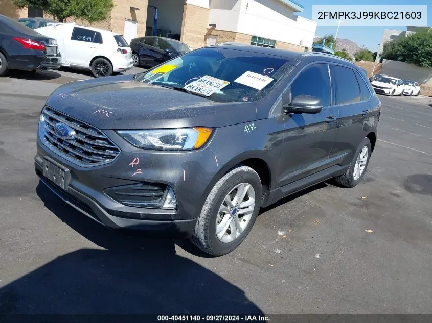 2019 Ford Edge Sel VIN: 2FMPK3J99KBC21603 Lot: 40451140