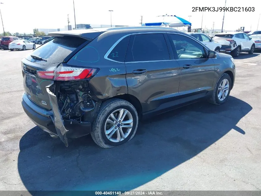 2019 Ford Edge Sel VIN: 2FMPK3J99KBC21603 Lot: 40451140