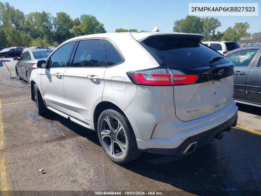 2019 Ford Edge St VIN: 2FMPK4AP6KBB27523 Lot: 40456444