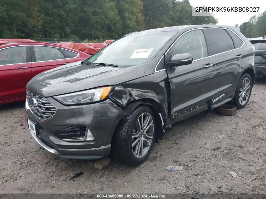 2019 Ford Edge Titanium VIN: 2FMPK3K96KBB08027 Lot: 40459089