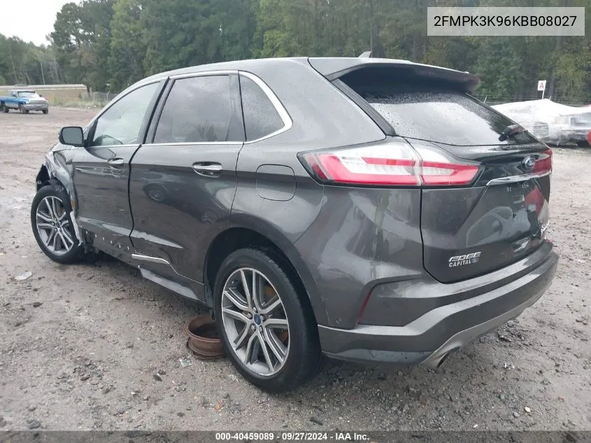 2019 Ford Edge Titanium VIN: 2FMPK3K96KBB08027 Lot: 40459089