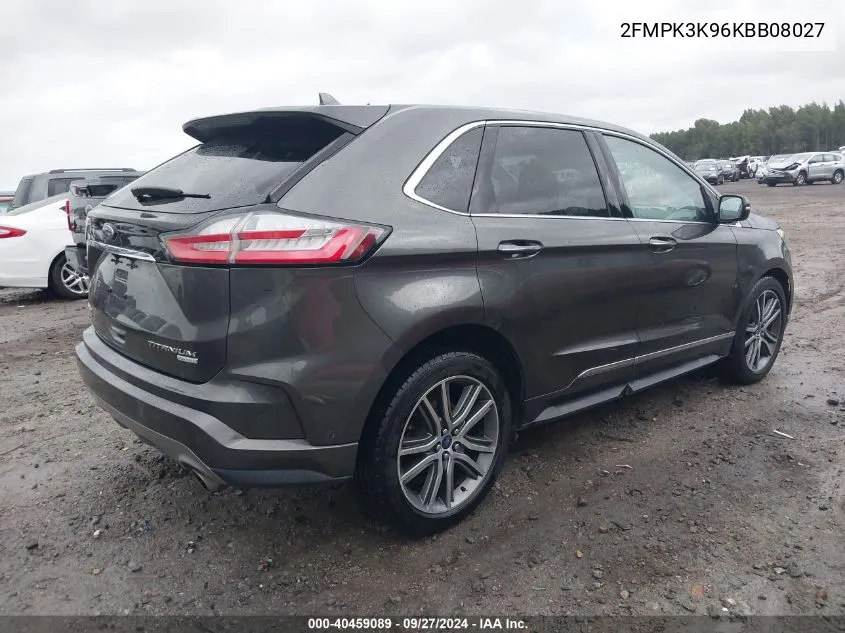 2019 Ford Edge Titanium VIN: 2FMPK3K96KBB08027 Lot: 40459089