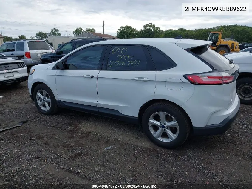 2019 Ford Edge Se VIN: 2FMPK4G99KBB89622 Lot: 40467672