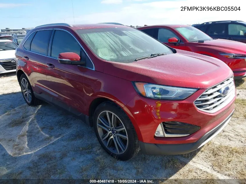 2019 Ford Edge Titanium VIN: 2FMPK3K96KBC05504 Lot: 40487418