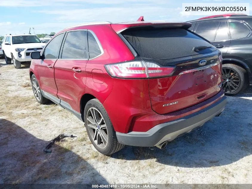 2019 Ford Edge Titanium VIN: 2FMPK3K96KBC05504 Lot: 40487418