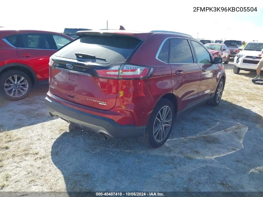 2019 Ford Edge Titanium VIN: 2FMPK3K96KBC05504 Lot: 40487418