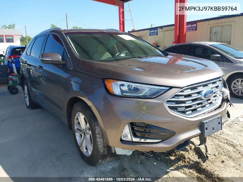 2019 Ford Edge Sel VIN: 2FMPK3J97KBB59764 Lot: 40491699