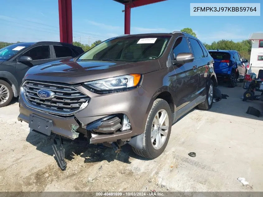 2019 Ford Edge Sel VIN: 2FMPK3J97KBB59764 Lot: 40491699