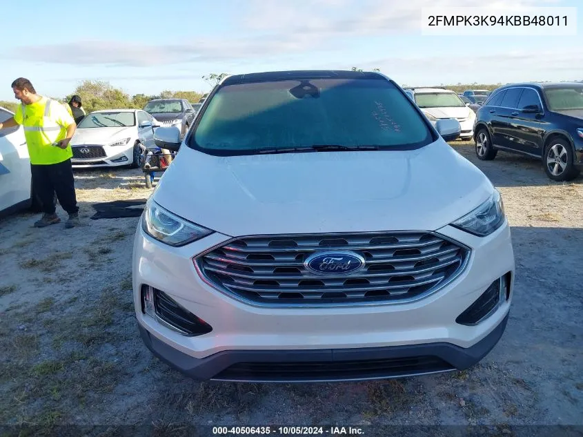 2019 Ford Edge Titanium VIN: 2FMPK3K94KBB48011 Lot: 40506435