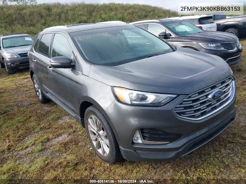 2019 Ford Edge Titanium VIN: 2FMPK3K90KBB63153 Lot: 40514136