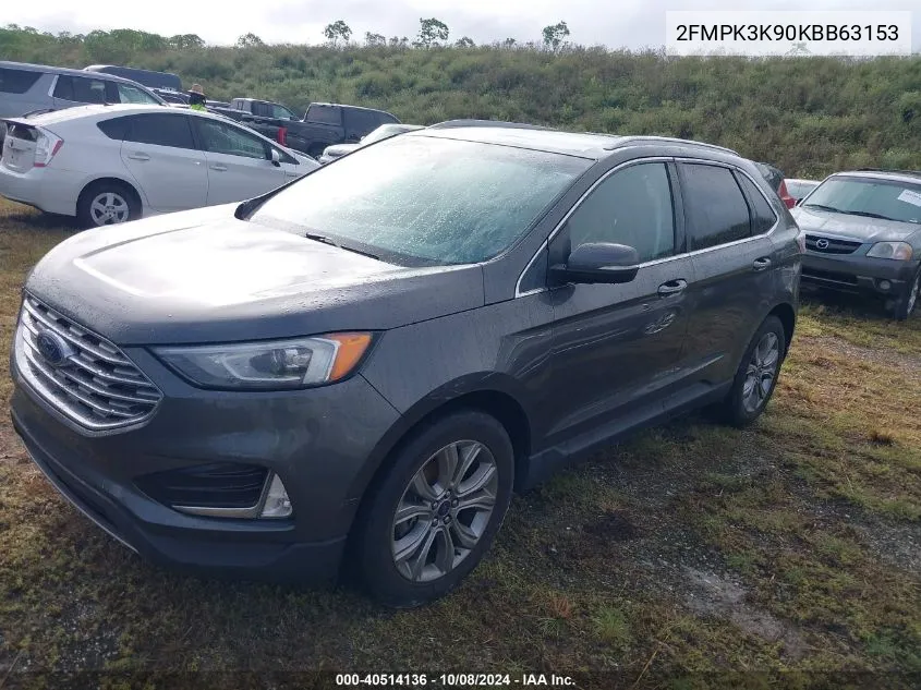 2019 Ford Edge Titanium VIN: 2FMPK3K90KBB63153 Lot: 40514136