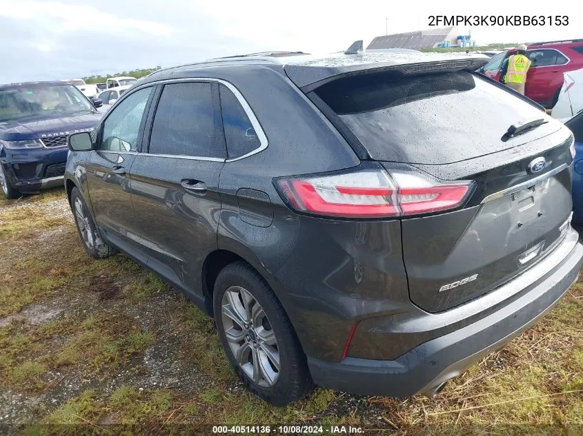 2019 Ford Edge Titanium VIN: 2FMPK3K90KBB63153 Lot: 40514136