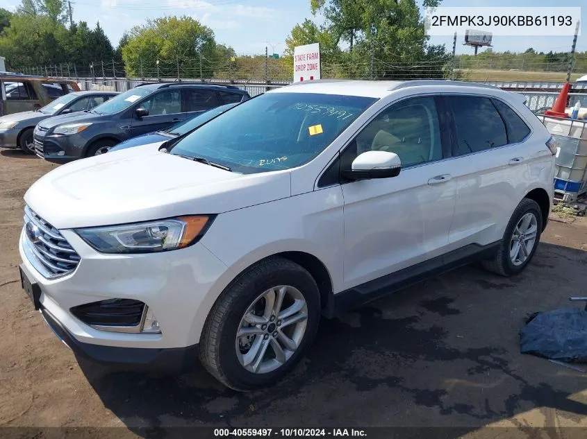 2019 Ford Edge Sel VIN: 2FMPK3J90KBB61193 Lot: 40559497