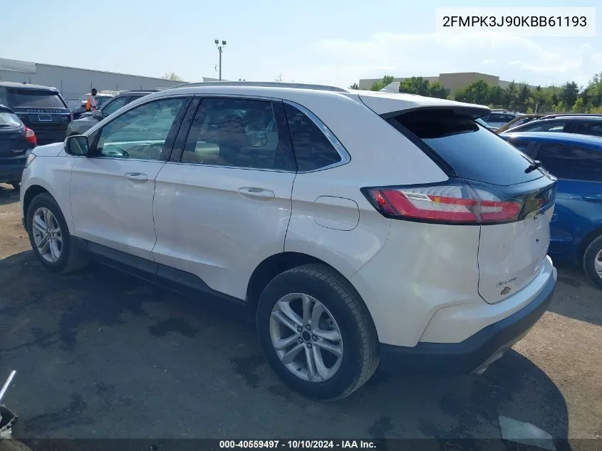 2019 Ford Edge Sel VIN: 2FMPK3J90KBB61193 Lot: 40559497