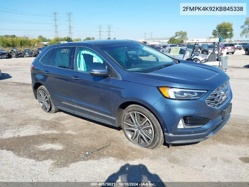 2FMPK4K92KBB45338 2019 Ford Edge Titanium