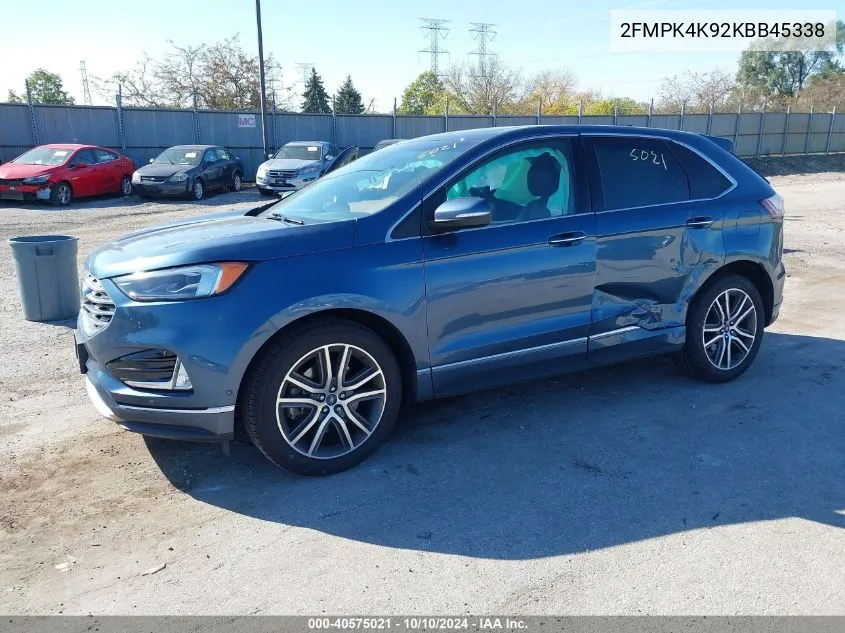 2FMPK4K92KBB45338 2019 Ford Edge Titanium