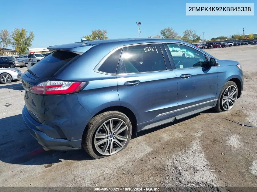 2FMPK4K92KBB45338 2019 Ford Edge Titanium