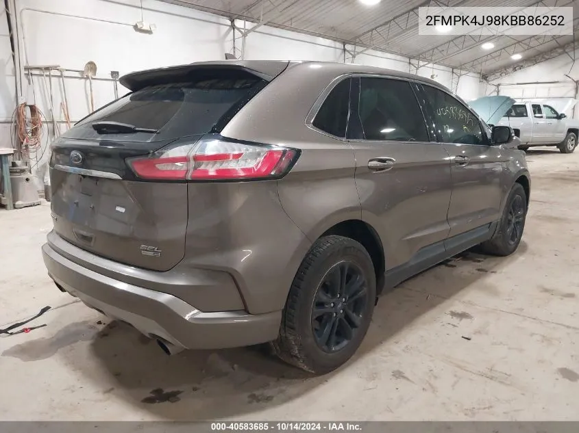 2019 Ford Edge Sel VIN: 2FMPK4J98KBB86252 Lot: 40583685