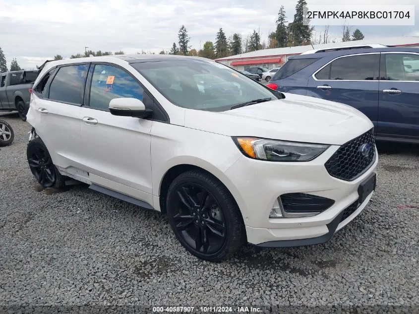 2019 Ford Edge St VIN: 2FMPK4AP8KBC01704 Lot: 40587907