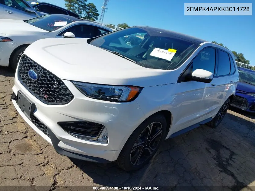 2019 Ford Edge St VIN: 2FMPK4APXKBC14728 Lot: 40594198