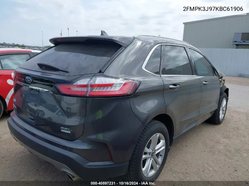 2019 Ford Edge Sel VIN: 2FMPK3J97KBC61906 Lot: 40597231