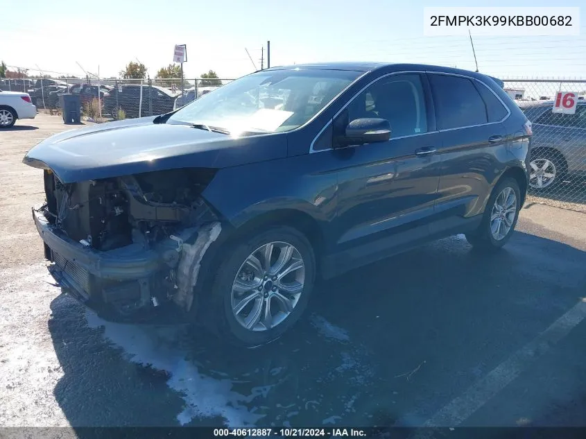 2019 Ford Edge Titanium VIN: 2FMPK3K99KBB00682 Lot: 40612887