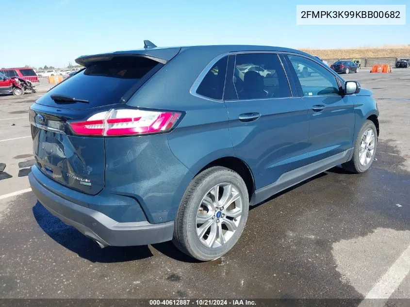 2019 Ford Edge Titanium VIN: 2FMPK3K99KBB00682 Lot: 40612887