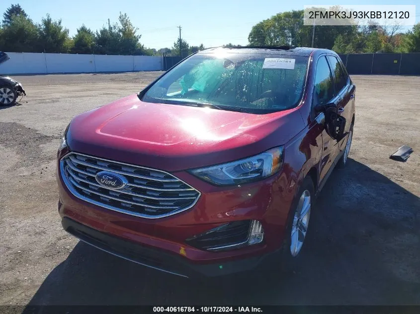 2019 Ford Edge Sel VIN: 2FMPK3J93KBB12120 Lot: 40616784